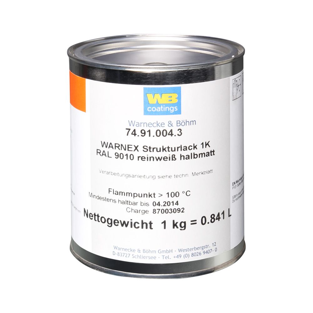 Warnex/Feycolor 0131WHI - Texture Paint pure white semi-matt 1 kg, RAL 9010
