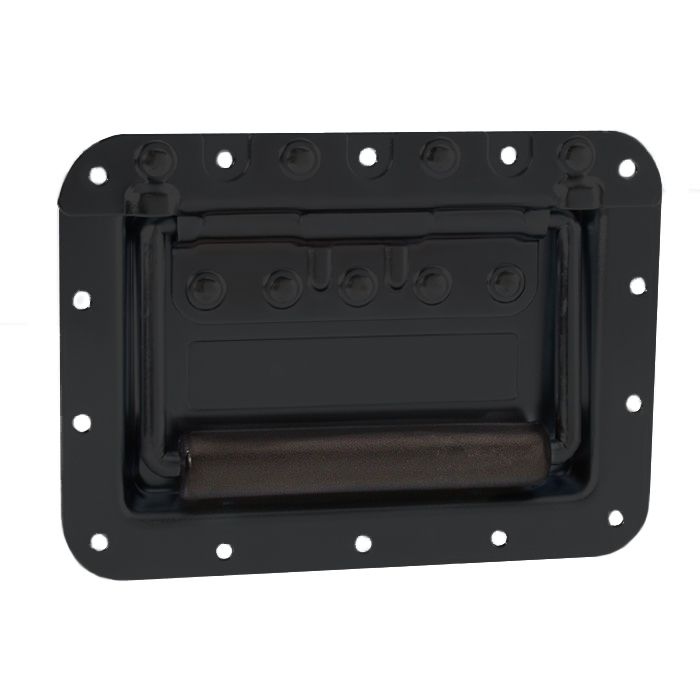 34085BLK - Recessed sprung handle large in dish 14mm deep, black