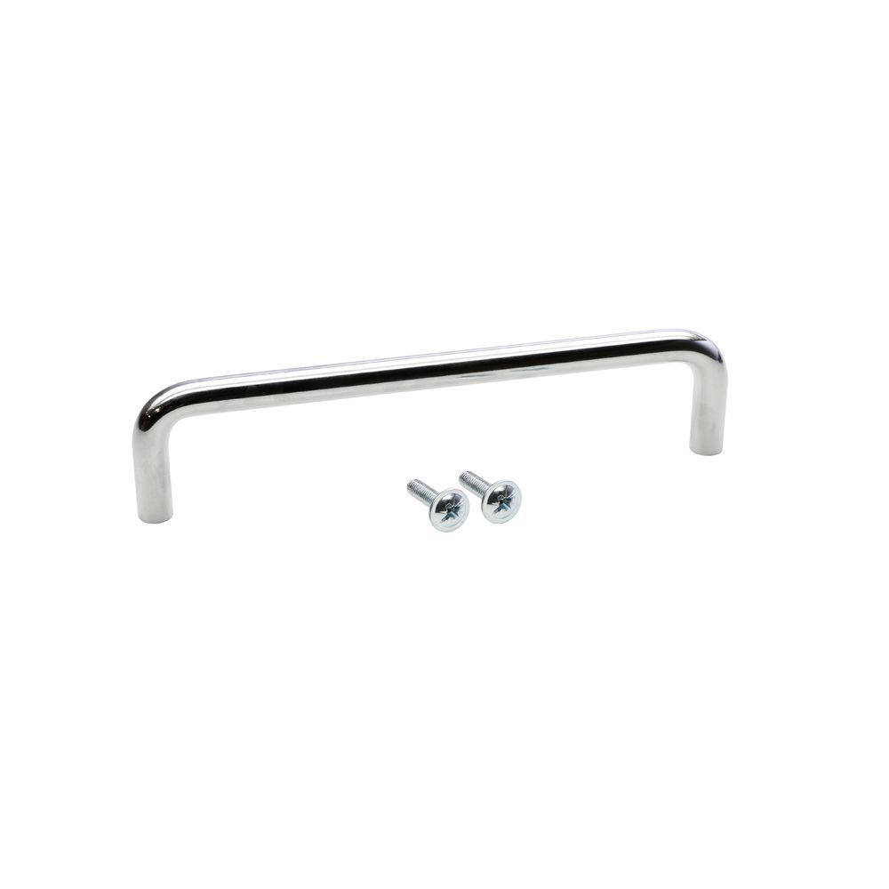 3453 - Chrome Steel Handle, 136 mm + 2 Screws M4 x 16 mm