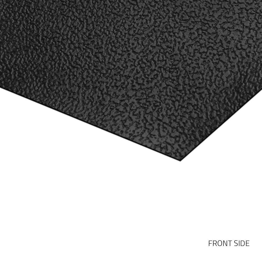 0155 - Faux leather "Cayman" - embossed, black, with fabric backing (per metre)