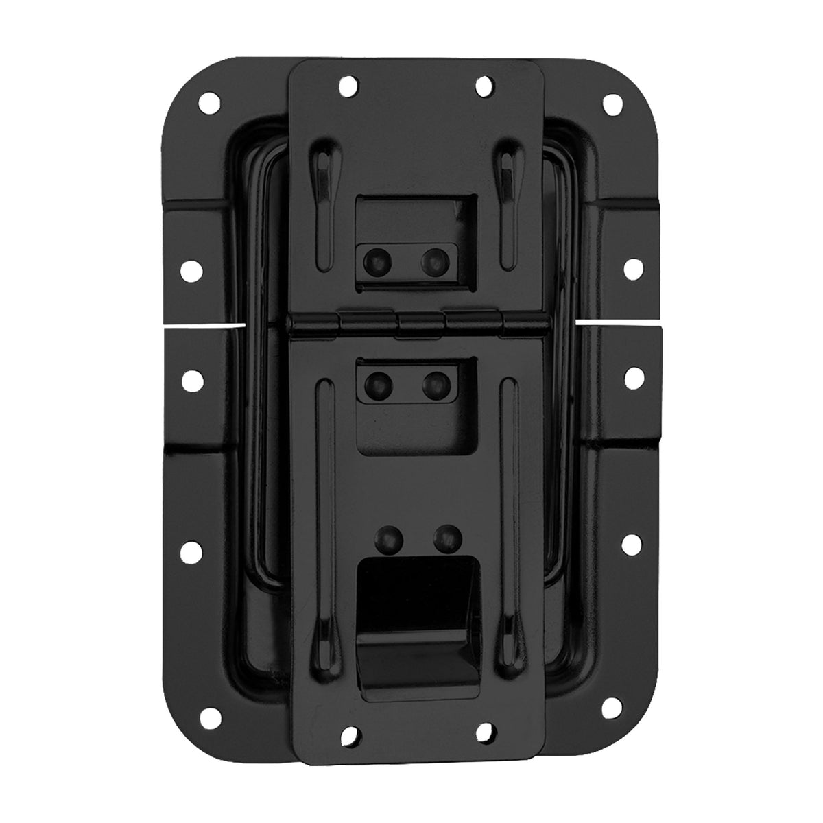 270837BLK - Large lid stay, cranked, with hinge and click-stop function, black