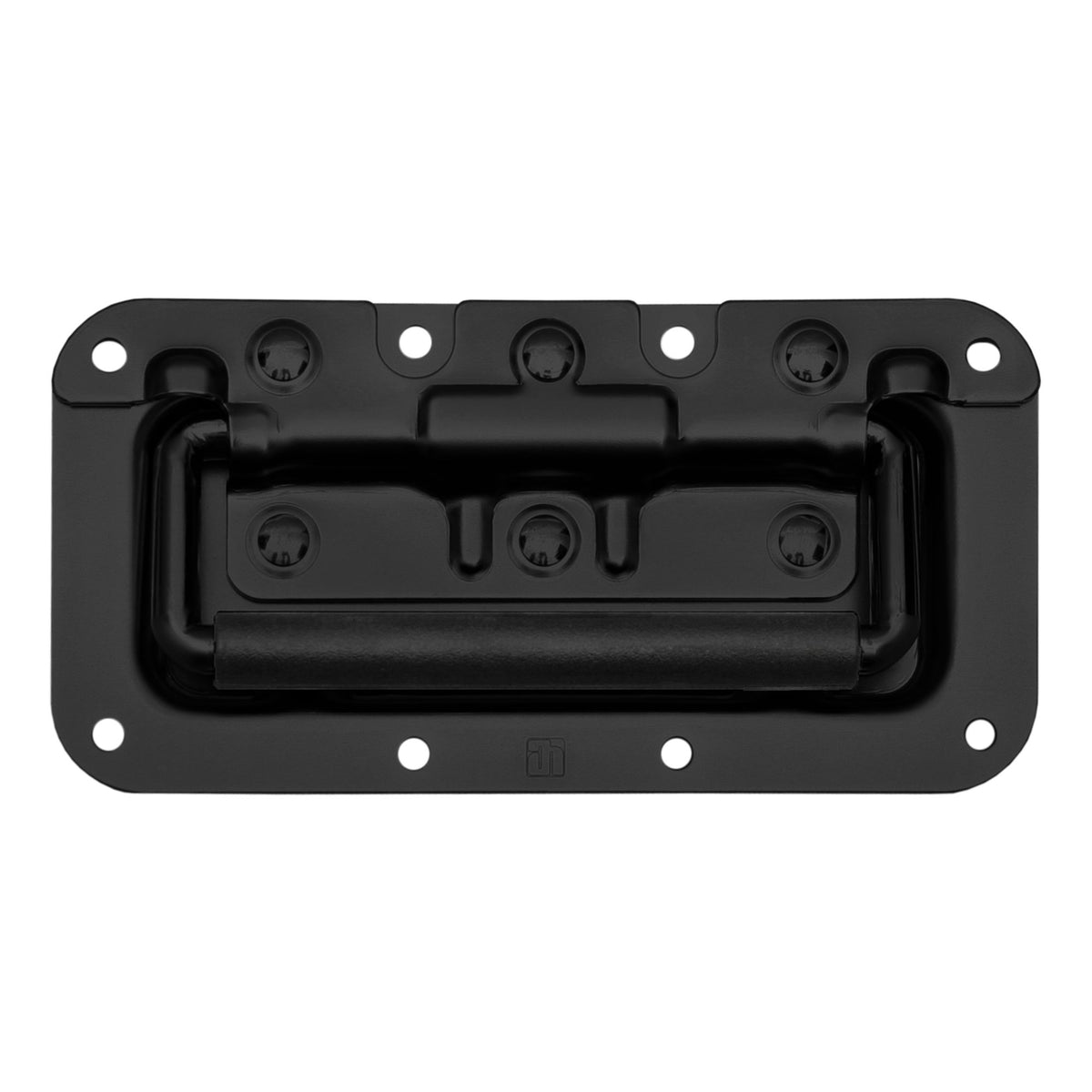 340822BLK - Folding handle with PVC grip, small and spring-loaded, in 8 mm deep recessed dish, black