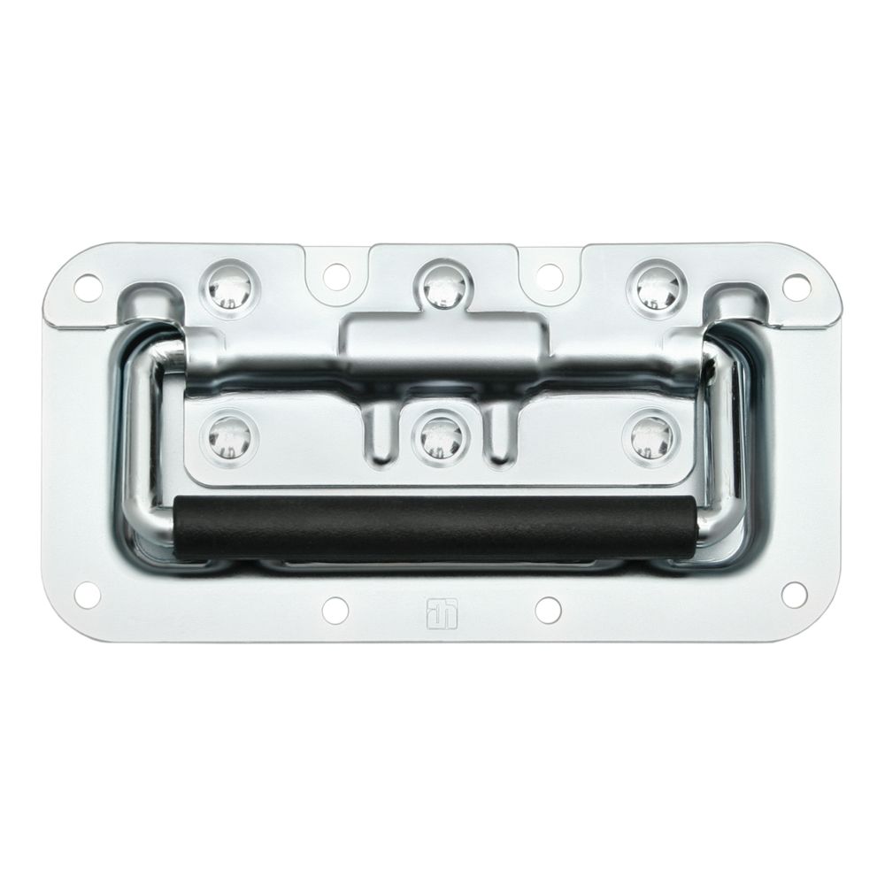 340822 - Folding handle with PVC grip, small and spring-loaded, in 8 mm deep recessed dish