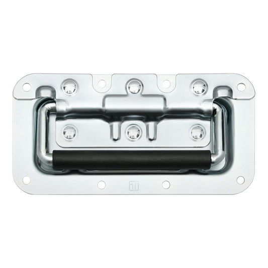 340822 - Folding handle with PVC grip, small and spring-loaded, in 8 mm deep recessed dish