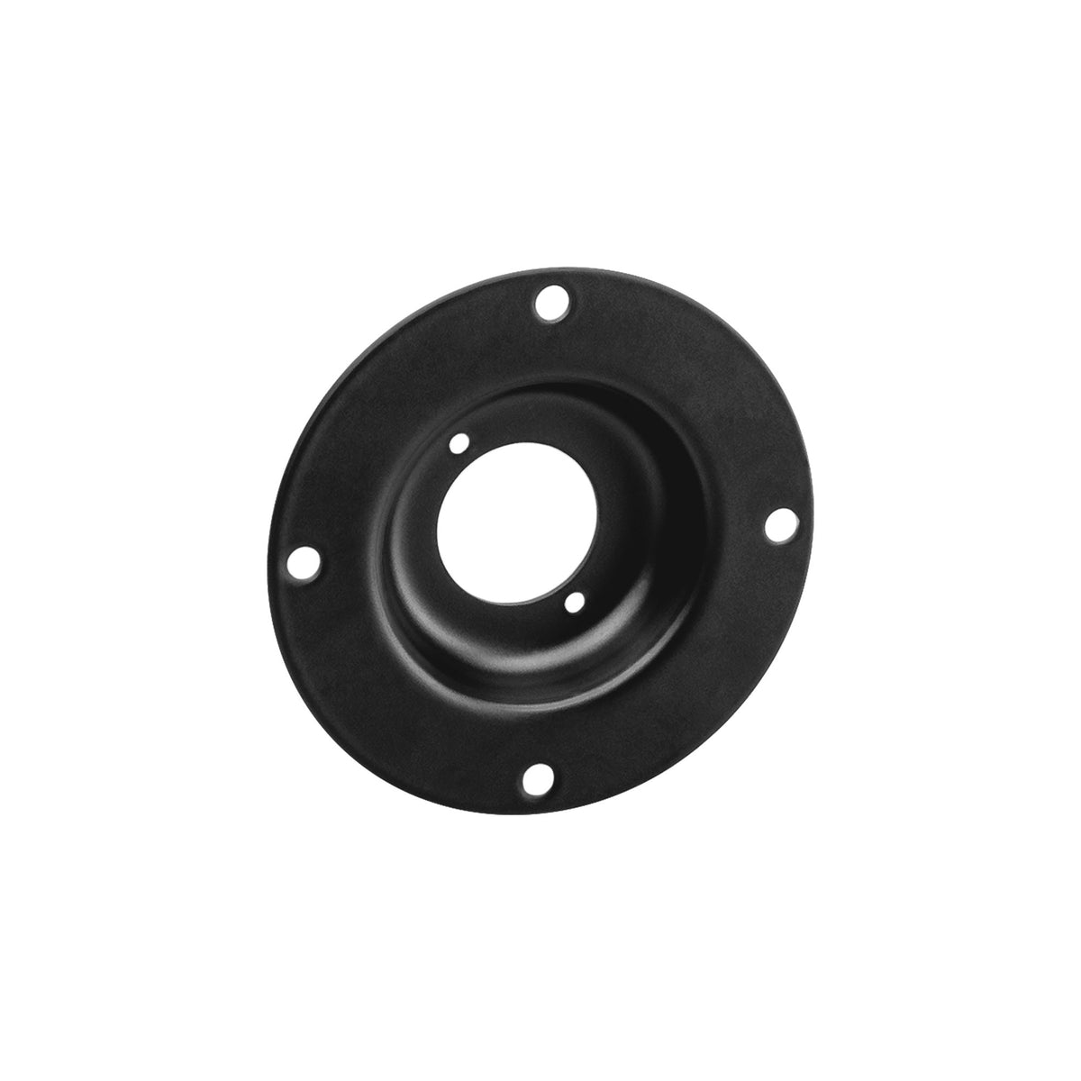 49051BLK - Round steel mounting tray for 1x universal D-type socket, black