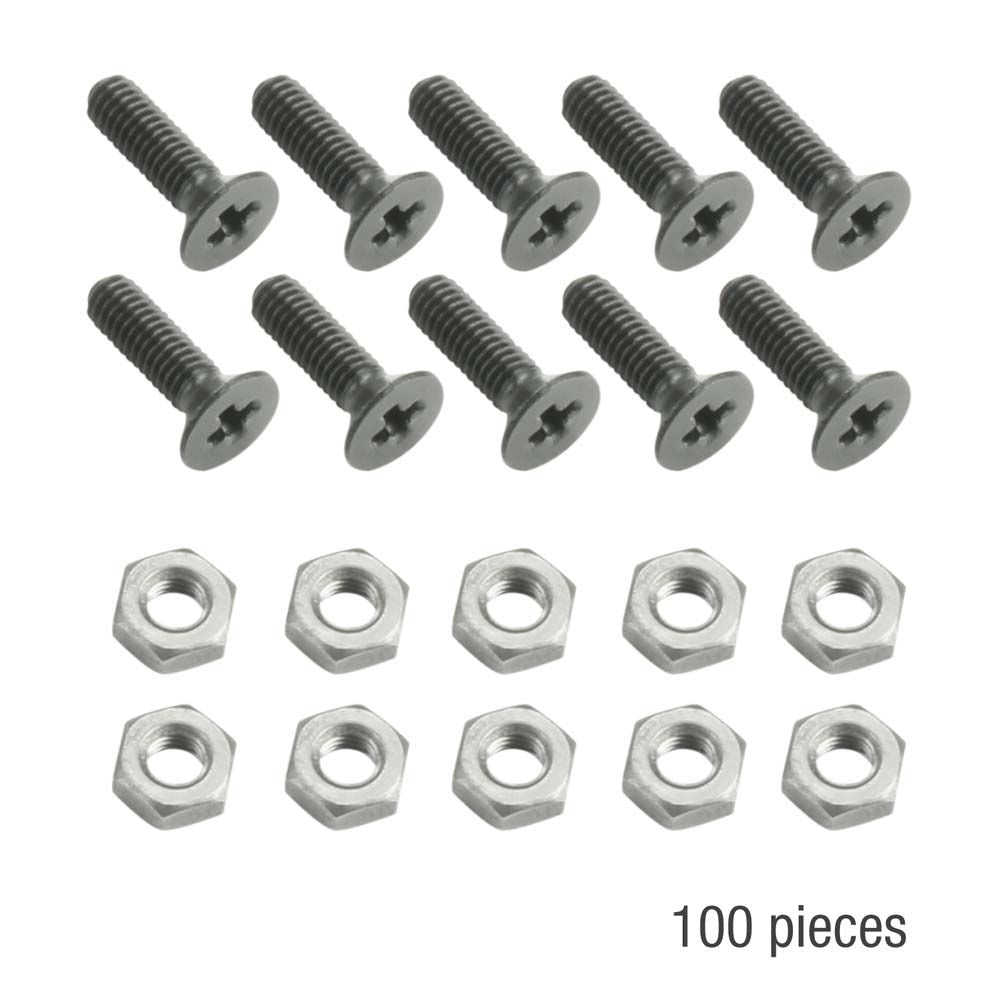 19" Parts 5420BLKM100AH - Bag of 100 Phillips-Head Screw M3 x 10 black with Nut for XLR Sockets
