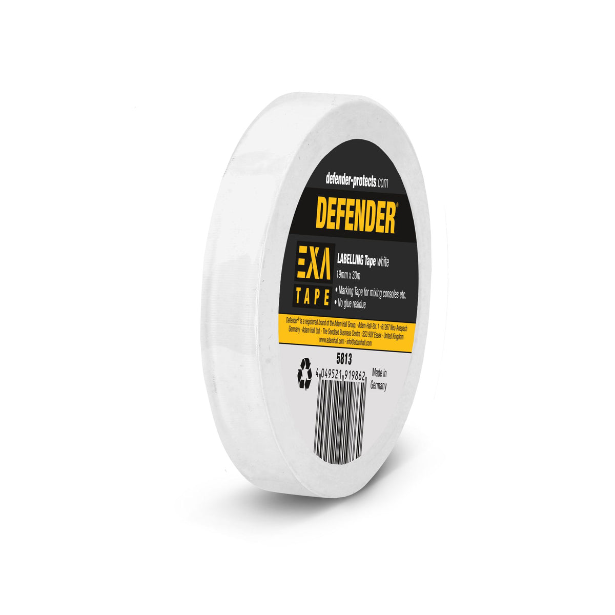 Defender 5813 - Marking tape | PVC | white | 19 mm x 30 m