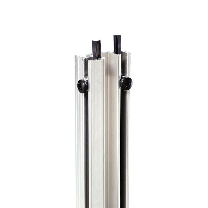19" Parts 6168 - Double Sliding Rack Strip System with rubber Insert aluminium (per metre)