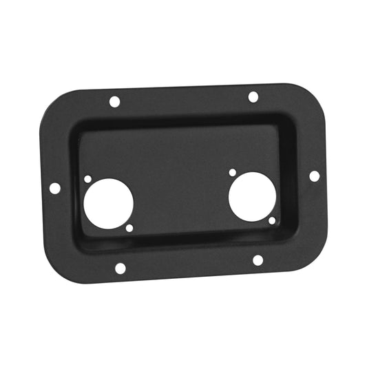 8708BLK - Steel mounting plate for 2 x universal D-type sockets, black