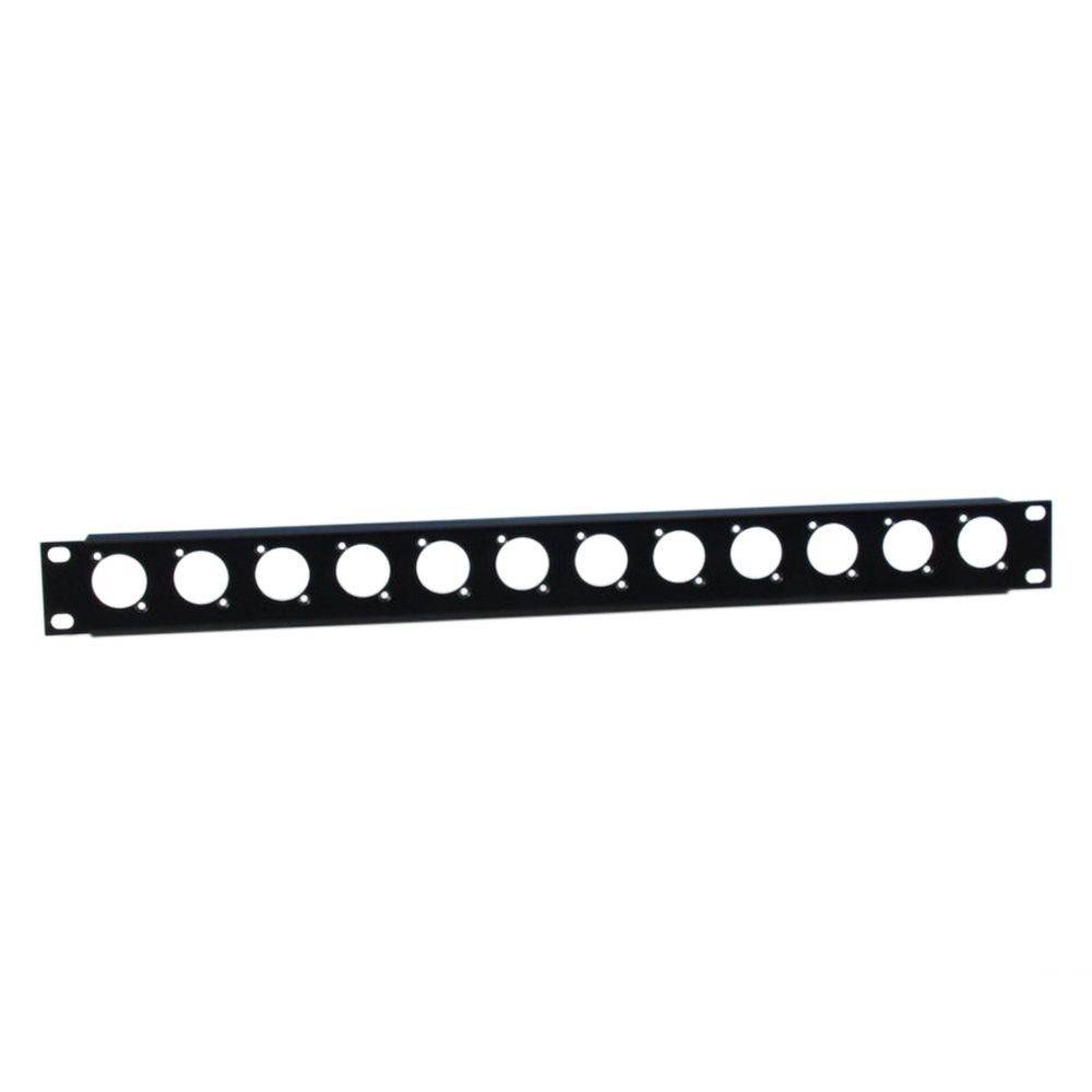 19" Parts 872215 - 19" U-rack panel 1U | 12 D-type holes with strain relief