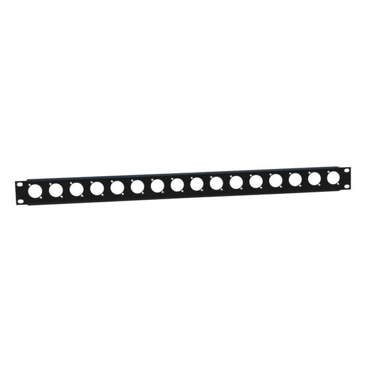 19" Parts 872225 - 19" U-rack panel 1U | 16 D-type holes with strain relief