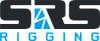 The logo for SRS Rigging, featuring a stylized 'SRS' in dark gray and blue with a central white geometric shape, and 'RIGGING' in blue text below, set against a solid black background.